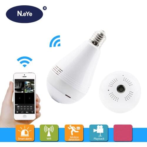 N_eye LED Camera HD 4MP 360 Degree Panoramic IP Camera Home Indoor Security Led Light bulb Wifi Camera baby monitor