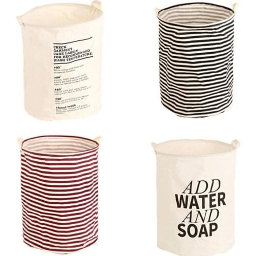 Cotton Linen Laundry Basket Large Hamper Foldable Dirty Clothes Organizer Portable Washing Storage Bucket with Handles FY0058