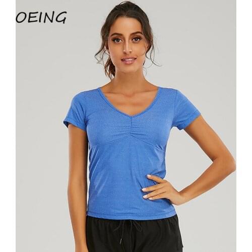 2021 Summer Workout Gym Tops Long Sleeve Yoga Sport Shirts V Neck Dry Fit Jogging Top