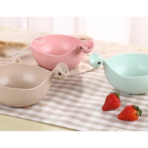 Cute Dinosaur Bowls Wheat Straw Japanese Dishes Plastic Salad Bowl Tableware Kitchen Dining Bar Home Garden Plates for Food