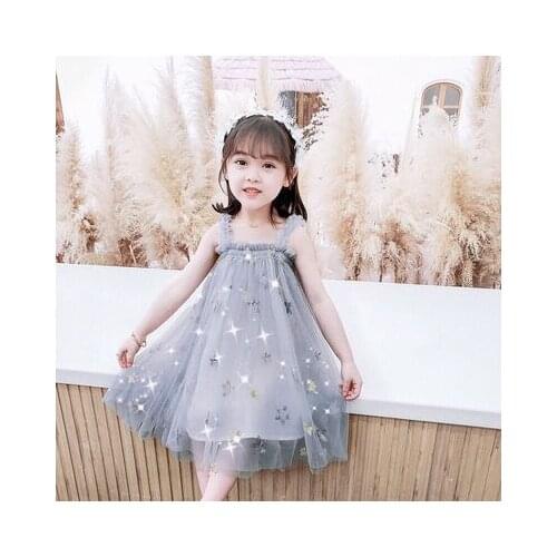 Fashion Star Sequins Baby Girl Mesh Dress Girls Ball Gown Dress Cute Pricess Dress Perform Clothes Party Wedding Dress