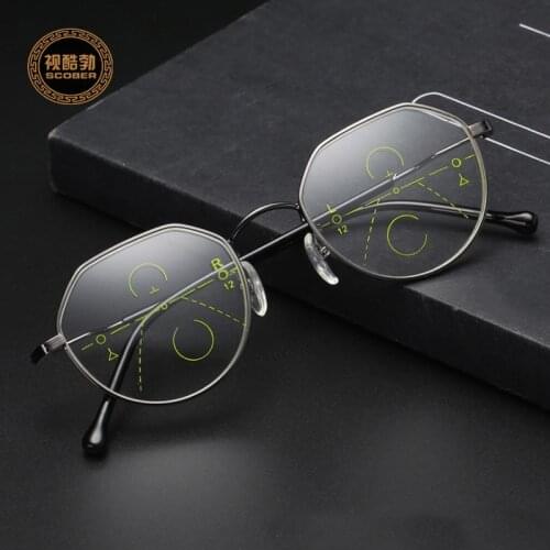 Fashion Progressive multifocal reading glasses men smart zoom reading glasses women far near sight anti-blue eyeglasses