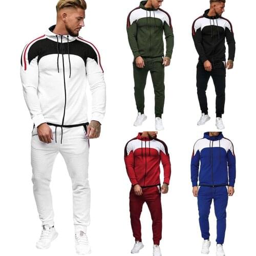 Mens Autumn Gradient Zipper Print Sweatshirt Top Pants Sets Sport Suit Tracksuit