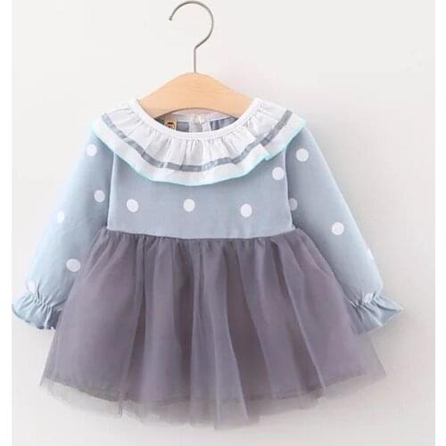 2020 New Dress Autumn Long Sleeve Dot Newborn Baby Dress Birthday Party Princess Tulle Tutu Dress Girl Summer Dresses