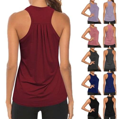 New Women Running Shirts Sleeveless Racerback Yoga Vest Athletic Fitness Sport Tank Top Singlet Summer Crop Top Basic Solid Gym