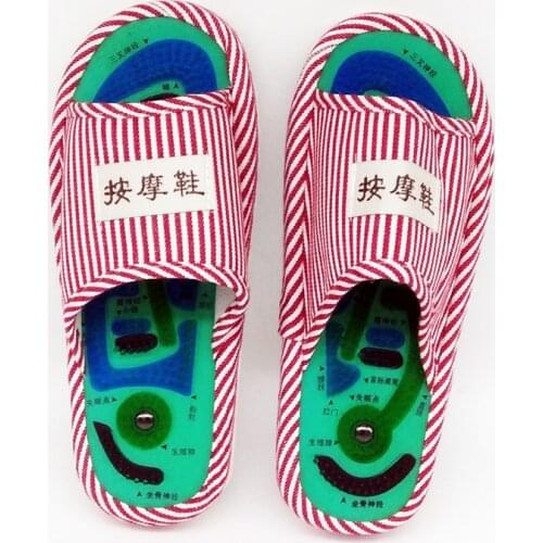 New Womens Massage Slippers Striped Health Home Shoes Indoor Warm Non-slip House Slippers Flat Sandals Women Slides Flip Flops