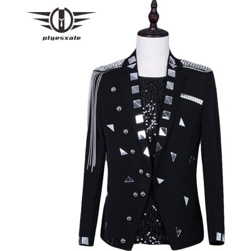 Lens Silver Tassel Designs Elegant Nightclub Blazers For Men 2019 High Quality Rock And Roll Costumes Prom Party Blazer Man Q842
