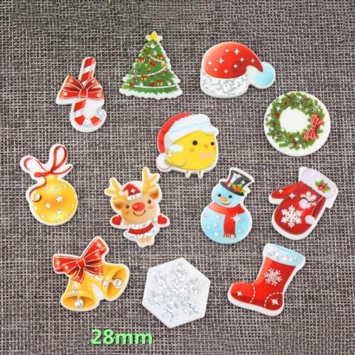 Wholesale 100pcs Colorful Christmas Style Planar Resin Cabochon Sticker Clay Charms Ornament Accessories Patch Sticker