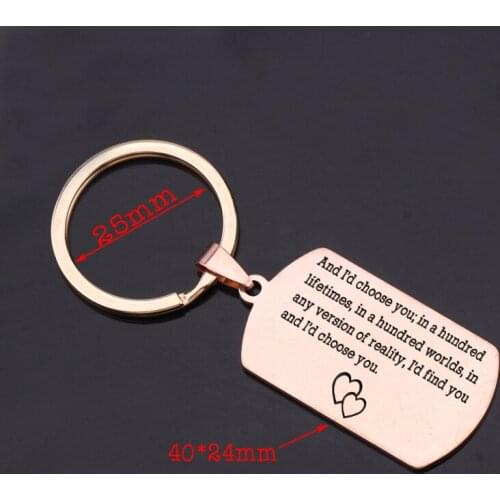 Boyfriend Girlfriend Couple Keychain Engraving: I'd Choose You,In Any Version Of Reality, I'd Find You And I'd Choose You