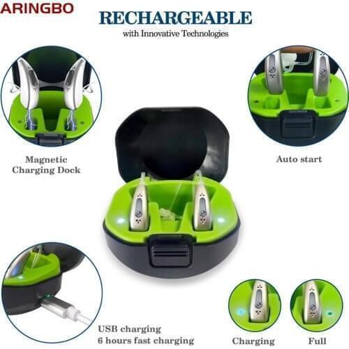 Aringbo Rechargeable Digital Hearing Aid Ear Severe Loss Bluetooth Sound Amplifier High End Hearing Aids for Deafness Elderly