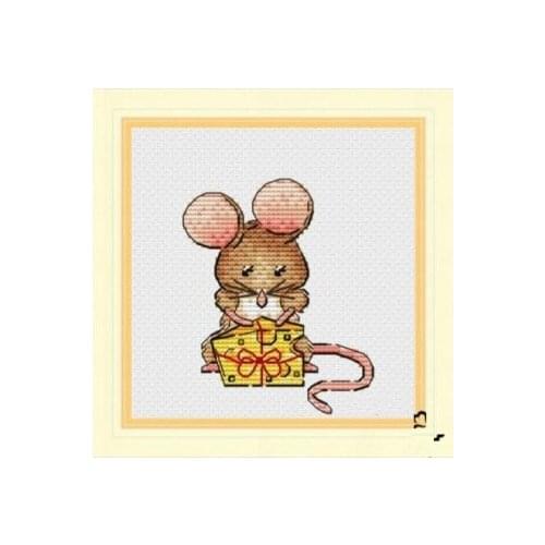 Cheese gift mouse MM191226 cross stitch 11CT 18ct 14ct cotton thread embroidery DIY handmade needlework