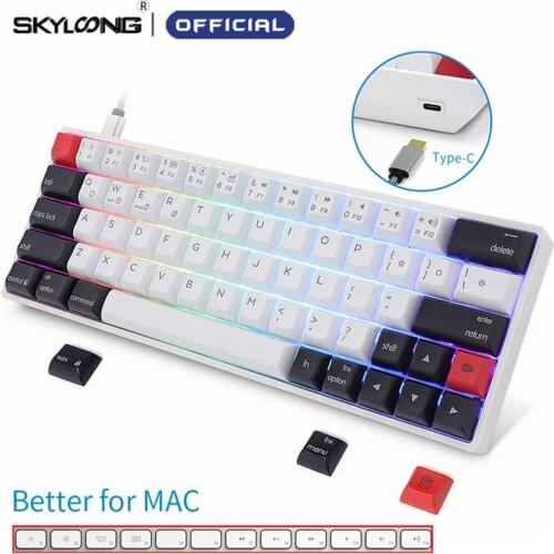SKYLOONG AK64 Wired Gaming Mechanical Keyboard Hot Swap PC Gamer Keyboard For Laptop Tablets 64 Keys PBT Keycaps Better For MAC