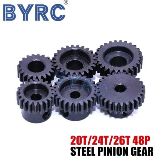 1PCS 48P 3.17/5.0 mm RC Car Motor Gear Pinion 20T 24T 26T for 1/10 RC Crawler Car SCX10 90046 TRX4