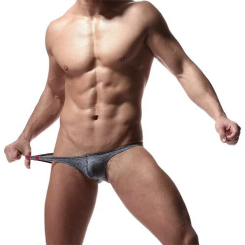 2019 new quality mens sexy underwear mens exotic low waist U convex thong comfortable cotton triangle briefs Large size