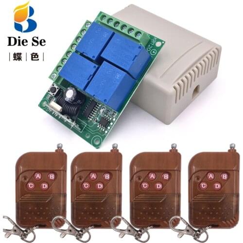 Universal Remote Control 433MHz DC 12V 4CH rf Relay Receiver and Transmitter for Universal Garage door Light and Gate Control