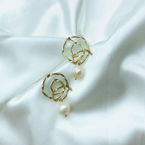 JOUVAL Vinatge Round Circle Drop Earrings For Women Girl Fashion Simulation Pearl Dangle Brincos Female Party Korean Jewelry