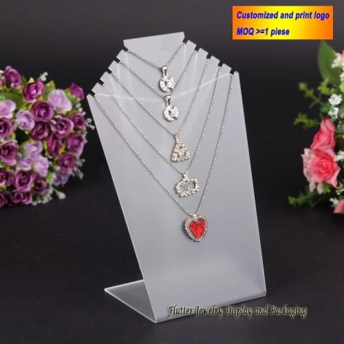 High Quality Acrylic Necklace Dislay Stand 5 Slots Necklace Holder Pendant Showing Rack Necklace L Easel Showcase