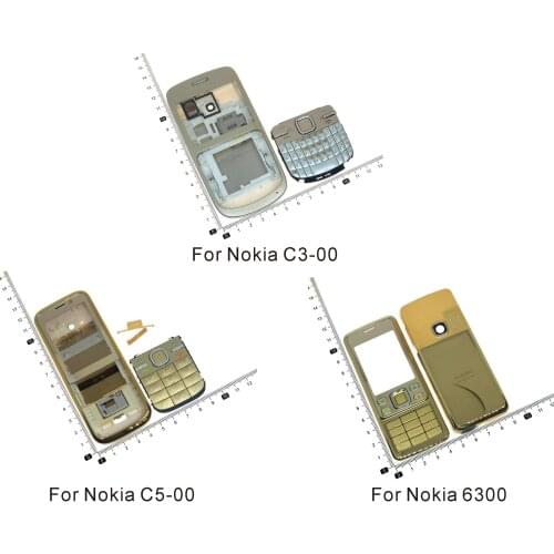 Complete front cover keyboard For Nokia 6300 C3 C3-00 C5 C5-00 battery back cover High quality housing case Keypad