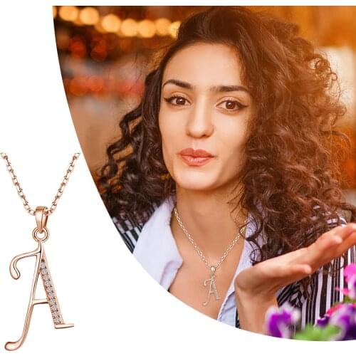 Ladies Popular Good Luck Alphabet Zircon Necklace Pendant Necklace Accessories Jewelry Valentines Day and Mothers Day Gift