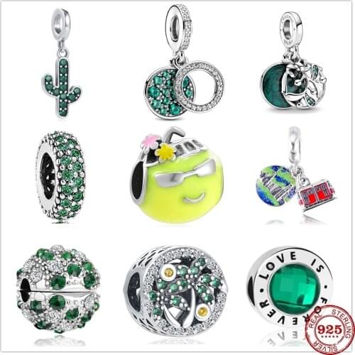 New 925 Sterling Silver Cactus Coconut Juice Apple Pendant Bead Charms Fit Original Pandora Charm Bracelets Women DIY Jewelry