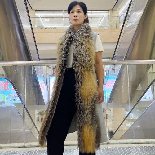 Silver Fox Fur Vest Women Winter Wool Blend Waistcoat High Quality Knee-Length Sleeveless Co