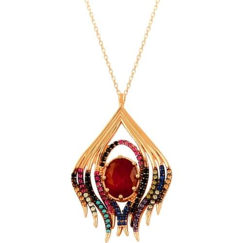 Women Necklace Art Deco Necklace Silver Women Necklace 925 Sterling Silver Boho Multi-color Crystal Necklaces For Women