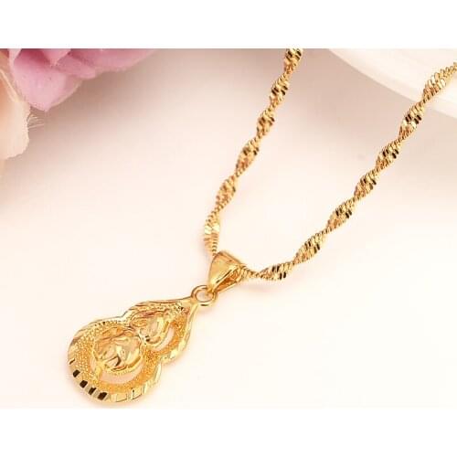 Gold Necklace with gourdPendant Women/Men Loverss Jewelry Valentines Gift Sweater chain Romanti Fancy Accessories charms Bijoux