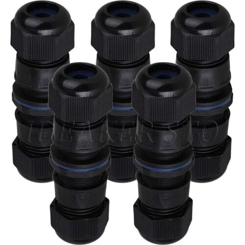 IP68 M20 Black Protection Stuffing Locknut Plastic RJ45 Waterproof Cable Gland Connector Double Cable