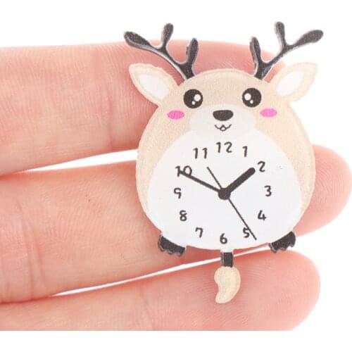 1Pcs 1:12 Dollhouse Miniature Cartoon Animals Aquirrel Fawn Wall Clock Doll House Decor Toy