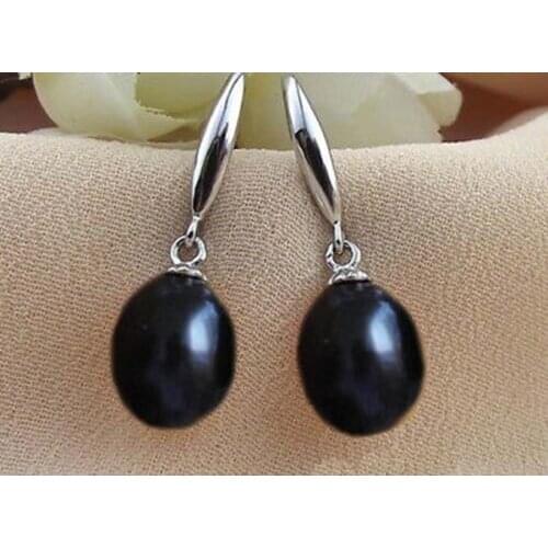 10-12MM AAA PERFECT South Sea black Pearl Earrings