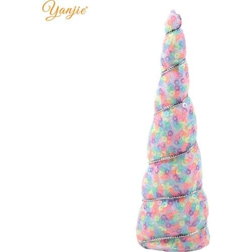 10 pcs/lot 2021 Hair Bow Hair Accessories Glitter Sequins 5" Horse Horn Headband For Kids Girl Cosplay DIY Accessories Headwear