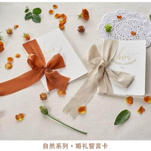 2pcs Wedding Vows Card Oath Marriage Book With Velvet Ribbon Bridal Shower Gift To My Hubby Flatlay Prop Declaration Romantic