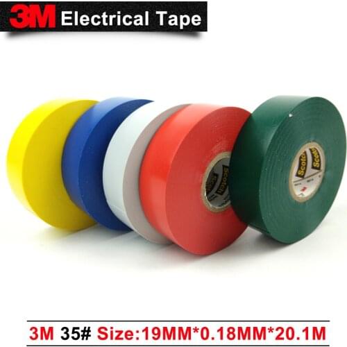3M 35 Vinyl Electrical Colour Coding waterproof electrical insulation Tape,19mm*20.1m/pc,Pack of 1