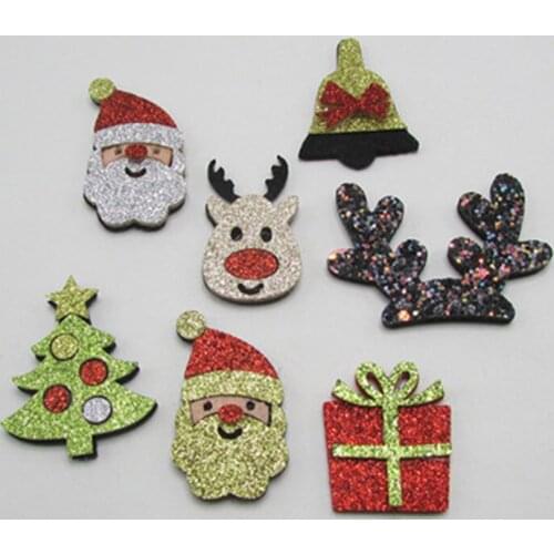 30PCS/Lot Mix Style Merry Christmas Padded Applique Crafts for Children Headwear Hair clip Accessorie and Garment Accessoires
