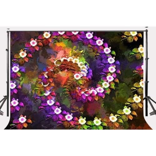 7x5ft Backdrop White Flowers Backdrop Colorful Leaves Photography Background Studio Props