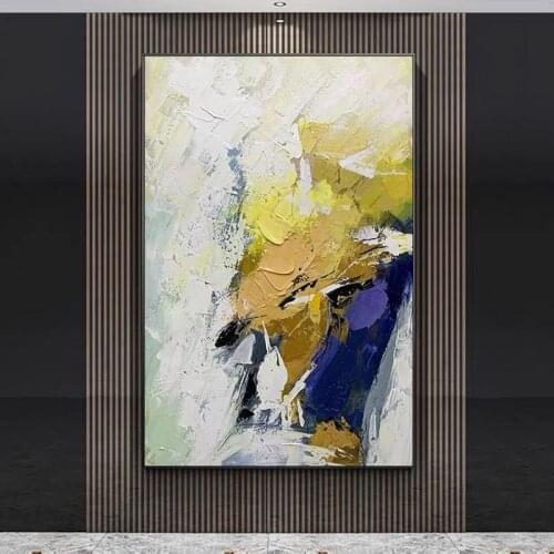 Handmade Abstract Oil Painting Wall Art Colorful Vertical Rectangle Minimalist Modern On Canvas Decorative For Living Room