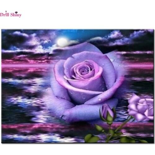 Diamond Embroidery 5D DIY Diamond Painting Purple Rose Flower Rhinestone Cross Stitch mosaic embroidery wall painting home decor