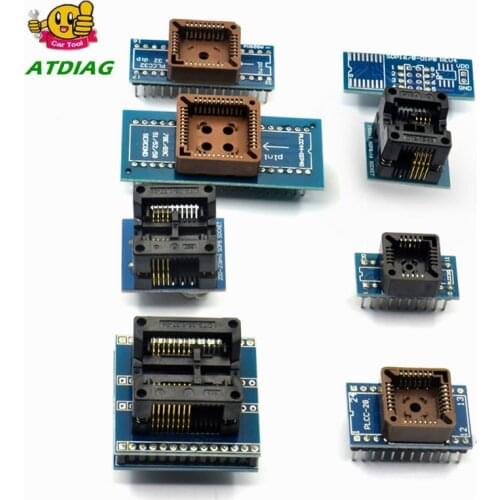 Free ship 8 PCS Programmer Adapters Socket Kit SOP8+SOP16 +PLCC32 +PLCC44 Adapter for TL866CS TL866A EZP2010 RT809H Programmer