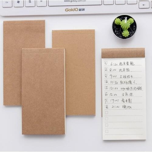 Mohamm 50Sheets 14.1cm x 7.1cm Creative Stationery Memo Pad Tear Practical Notebook Kraft Paper Portable Notebook