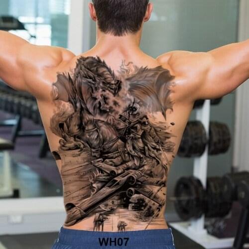 Large big temporary tatoo for men tattoo sticker wolf dragon lion 3D black tattoo fake waterproof sexy tattoo-sticker boys women