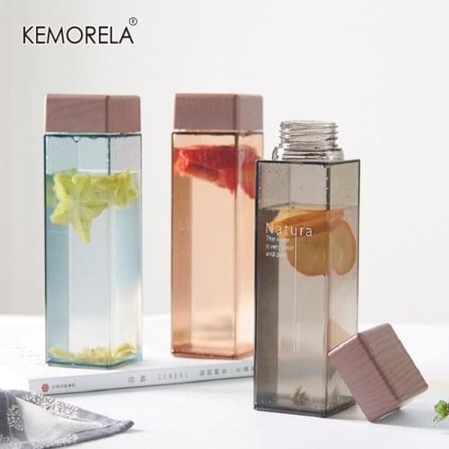 450ml Fruit Juice Infuser Water Bottle BPA Free Plastic Square Transparent Heat Resistant Sport Travel Camping Drink Bottle