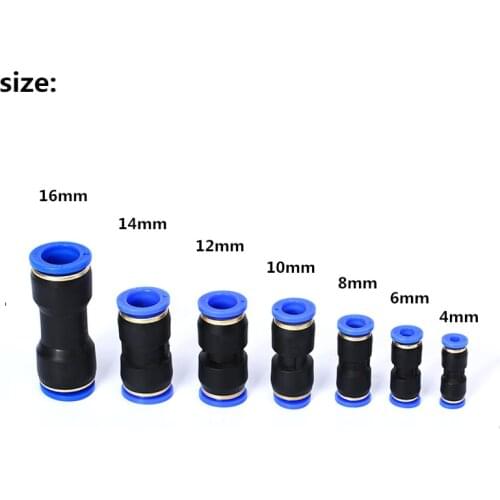 Air Pneumatic 4mm 6mm 8mm 10mm 12mm 16mm OD Hose Tube One Touch Push Into Straight Gas Fittings Plastic Quick Connectors Fitting