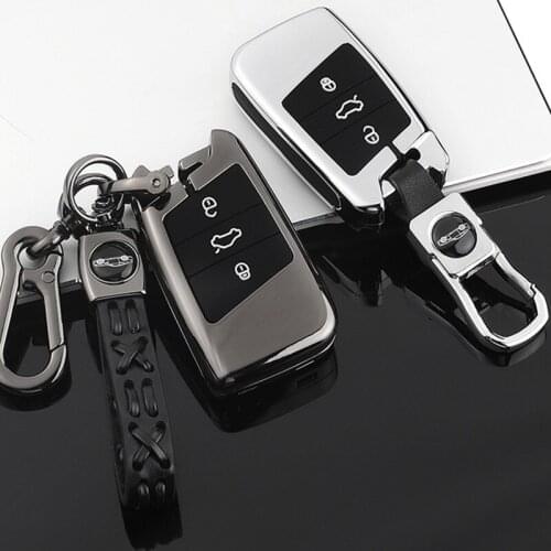 Galvanized Alloy Car Key Case Cover For VW Volkswagen Skoda Superb Magotan Passat B8 A7 Golf Smart Remote Covers