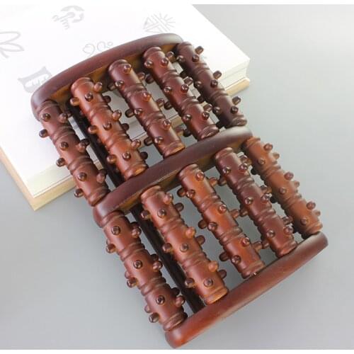Wooden Foot Massage Roller Big Five-row Wooden Foot Massager Stimulating Acupoint Feet Plantar Fasciitis Roller Reflexology