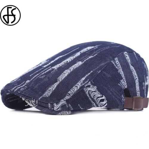 FS Jeans Berets Caps For Men Women Casual Peaked Caps Denim Flat Hats Casquette Cap Adjustable Newsboy Gorras Planas
