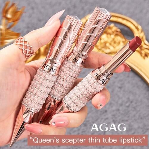 AGAG Queens Scepter Thin Tube Lipstick Velvet Matte Lipstick Long-lasting Lip Makeup Waterproof And Sweat-proof Lip Stick TSLM1