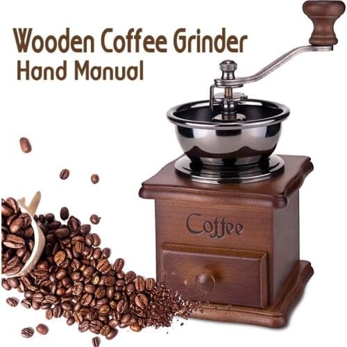 Classical Wooden Manual Coffee Grinder Hand Stainless Steel Retro Coffee Spice Mini Burr Mill With High-quality Ceramic Millston