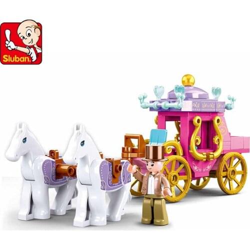 Sluban Princess Town Series Building Block 139pcs B0872 Sightseeing Carriage Friend Figure Assembled Model Girl Bricks Toy Gift