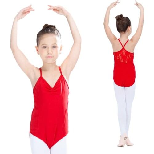 Red and More Color Ballet Dance Leotard Cotton/Lycra Lace Camisole Bodysuit for Kids and Girls