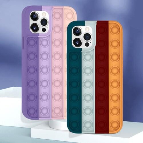 Fashion Rainbow Phone Case For iPhone 12 11 Pro Max X XS XR 6 7 8 Plus SE2 mini 11pro xsmax Relief Stress Anxiety Silicone Cover